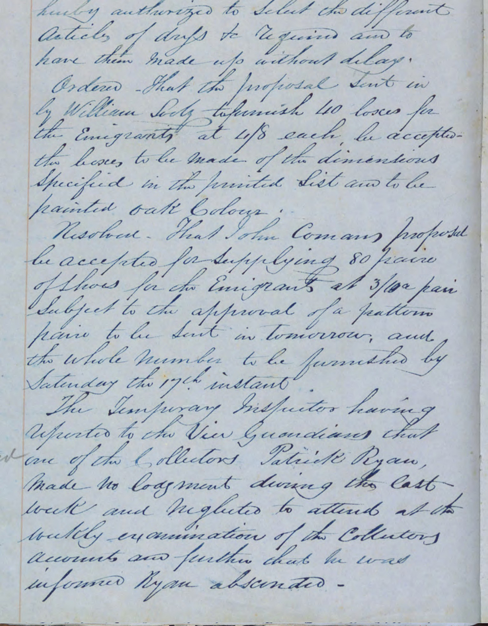 Cashel female emigration document